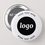 Bóton Redondo 5.08cm Logotipo Simples Com Empresa De Texto<br><div class="desc">Adicione seu próprio logotipo e escolha de texto a este design. Remova o texto superior ou inferior,  se preferir. Minimalista e profissional. Excelente para marcas de funcionários ou como promocional para seus clientes e clientes.</div>