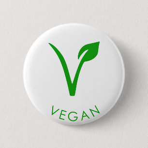 Bóton Redondo 5.08cm Logotipo Vegan Rótulo Verde Vegan Símbolo Vega