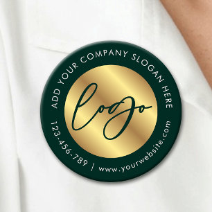 Bóton Redondo 5.08cm Logotipo Verde e Dourado Promocional Corporativo d