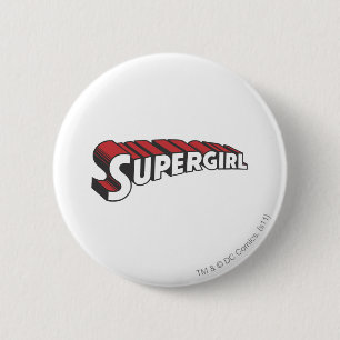 Bóton Redondo 5.08cm Logotipo vermelho e branco da Supergirl