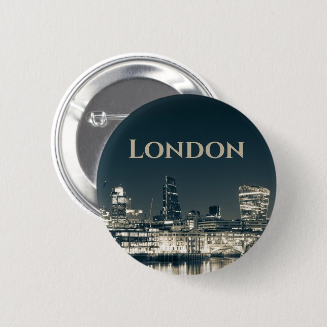Bóton Redondo 5.08cm London Skyline Panorama Urban Souvenir Gift (Frente & Verso)