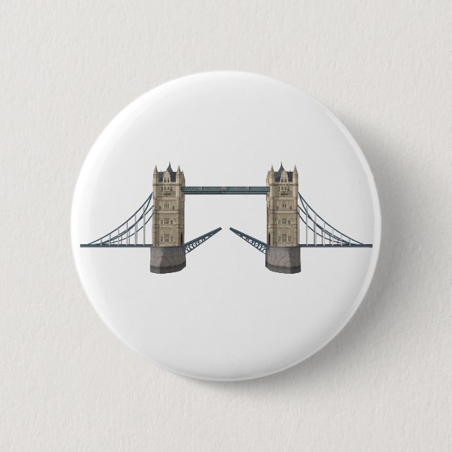 Bóton Redondo 5.08cm London Tower Bridge: Modelo 3D: (Frente)