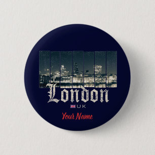 Bóton Redondo 5.08cm London Uk Skyline Reino Unido England vintage