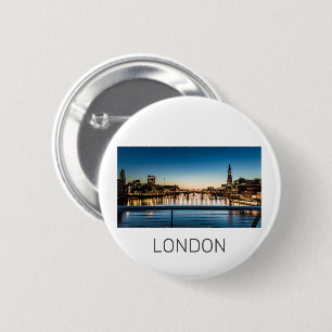 Bóton Redondo 5.08cm Londres Uk Skyline Reino Unido Inglaterra Souvenir