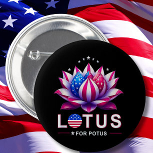 Bóton Redondo 5.08cm Lotus para Potus Kamala Harris Trendy Lotus Potus