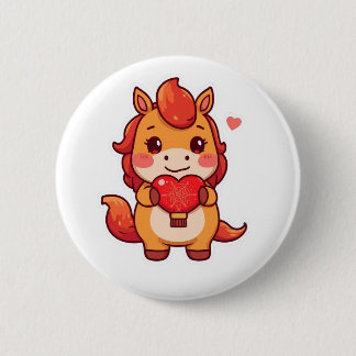 Bóton Redondo 5.08cm Love at First Gallop Fire Horse Valentine Chinese 
