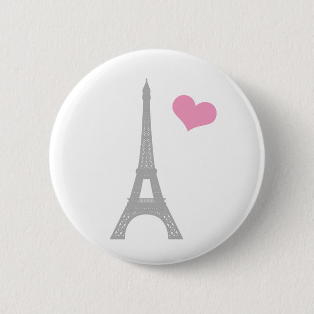 Bóton Redondo 5.08cm Love Paris Button Pin (Frente)