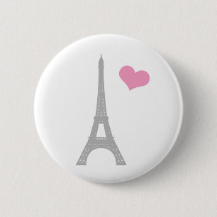 Bóton Redondo 5.08cm Love Paris Button Pin
