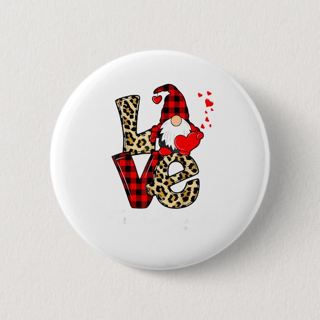 Bóton Redondo 5.08cm Love Teacher Squad Gnome Hearts Valentines Gnome T (Frente)