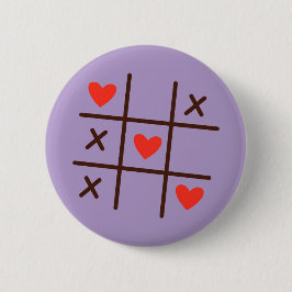 Bóton Redondo 5.08cm Love Tic-Tac-Toe Hearts Button — Cute Valentine's 