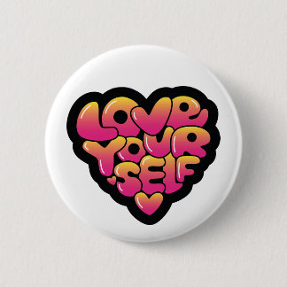 Bóton Redondo 5.08cm Love Yourself Typography Heart Sticker 