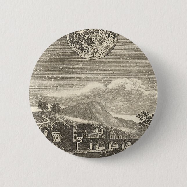 Bóton Redondo 5.08cm Lua antiga do renascimento por Allain Mallet (Frente)