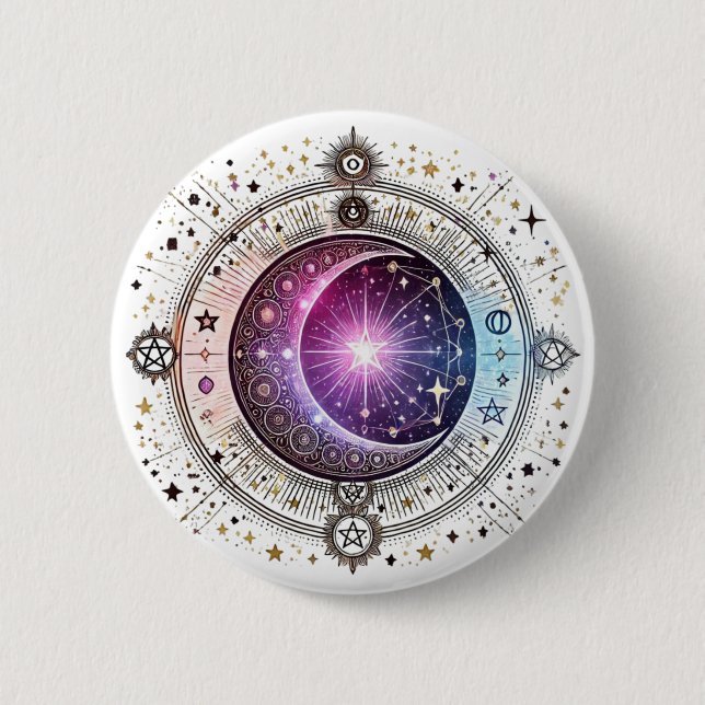 Bóton Redondo 5.08cm Lua de astrologia bodiaca (Frente)