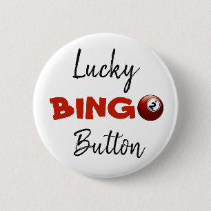 Bóton Redondo 5.08cm Lucky BINGO Button Red Ball