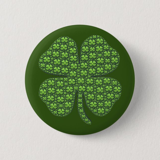 Bóton Redondo 5.08cm Lucky Irish Clover Dark Green (Frente)