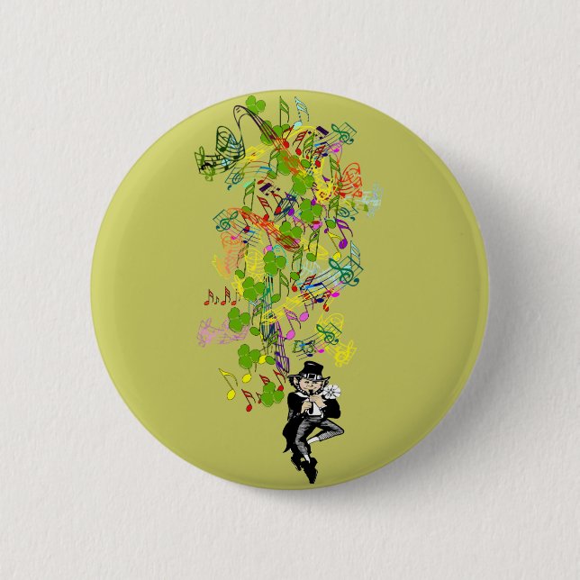 Bóton Redondo 5.08cm Lucky Leprechaun Com Shamrocks (Frente)