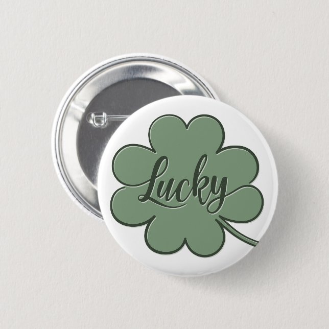 Bóton Redondo 5.08cm Lucky Shamrock Verde - GraphicLoveShop (Frente & Verso)