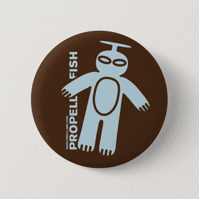 Bóton Redondo 5.08cm Luz de PROPELLERFISH - botão azul (Frente)