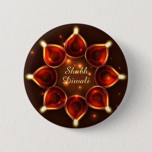 Bóton Redondo 5.08cm Luzes brilhantes de Diwali Shubh