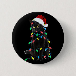 Bóton Redondo 5.08cm Luzes de árvore de Natal de gato preto, kitten eng