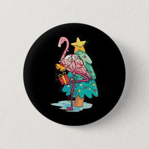 Bóton Redondo 5.08cm Luzes de árvore de Natal Flamingo Tropical Animal