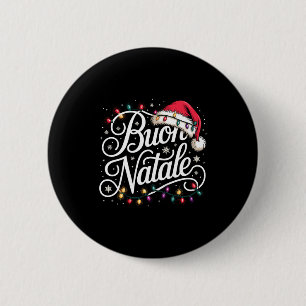 Bóton Redondo 5.08cm Luzes de Natal de Família Italiana Chapéu Vermelho