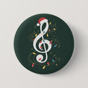Bóton Redondo 5.08cm Luzes de Natal em Clave de Sol Amante de Música Mú