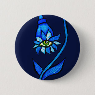 Bóton Redondo 5.08cm Macabre Witchy Eye Flower Creepy Blue