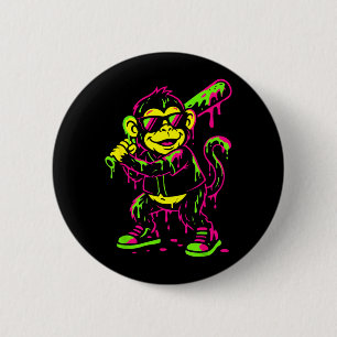 Bóton Redondo 5.08cm Macaco Animais Engraçados de Beisebol Drip Criança