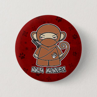 Bóton Redondo 5.08cm Macaco de Ninja! No botão vermelho