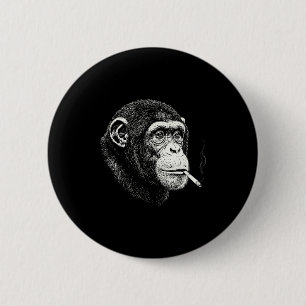 Bóton Redondo 5.08cm Macaco fumante engraçado _ meme de macaco y2k vint