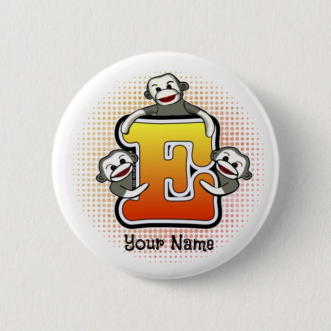 Bóton Redondo 5.08cm Macaco Monograma E Sock (Frente)