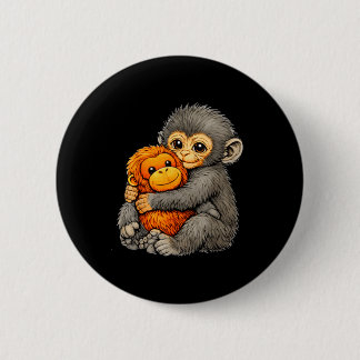 Bóton Redondo 5.08cm Macaco Punch engraçado bebê fofo animal abraçando 