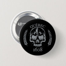Macaron Québec Skull/Crane biker grunge noir