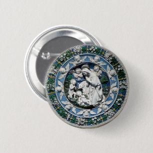 Bóton Redondo 5.08cm Madona em adoração à Criança de Della Robbia