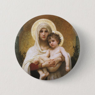 Bóton Redondo 5.08cm Madonna dos Rosas de Bouguereau