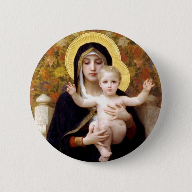Bóton Redondo 5.08cm Madonna e Criança (Frente)