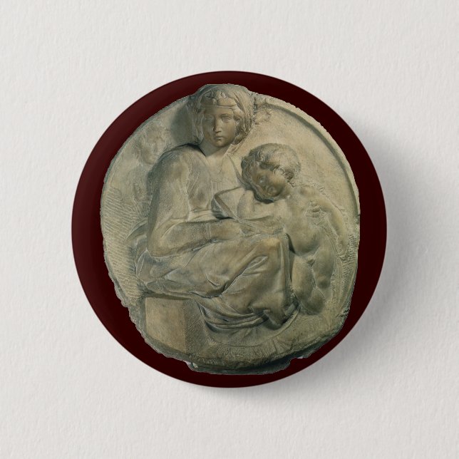 Bóton Redondo 5.08cm Madonna e Criança, Tondo Pitti por Michelangelo (Frente)