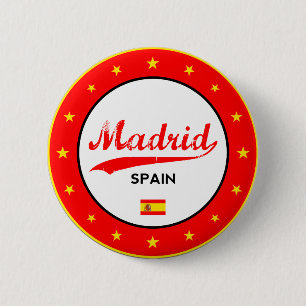 Bóton Redondo 5.08cm Madrid, Espanha, círculo, branco