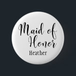 Bóton Redondo 5.08cm Madrinha de casamento 2 Tipografia preta com nome<br><div class="desc">Nesta versão, as palavras "Madrinha de casamento" são renderizadas em preto usando uma linda e moderna fonte de script da minha coleção. O tipo é maior que a outra opção, usando duas linhas para as palavras. O arquivo de imagem está desbloqueado para que você possa reduzir o tamanho e adicionar...</div>