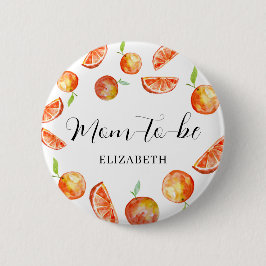 Bóton Redondo 5.08cm Mãe-a-ser Pequeno Chá de fraldas Laranja Cutie Per