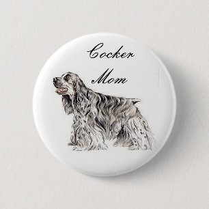 Bóton Redondo 5.08cm Mãe Cocker, Botão de American Cocker Spaniel