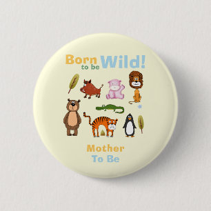 Bóton Redondo 5.08cm Mãe Colorida Para Ser Festa de Bebê Safari Selvage