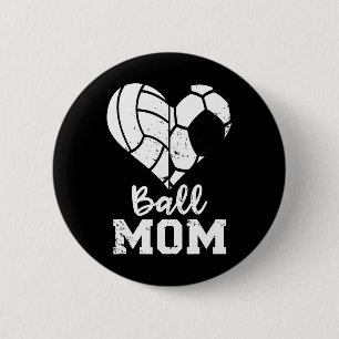 Bóton Redondo 5.08cm Mãe de Bola Coração Engraçado Futebol Vôlei Mãe