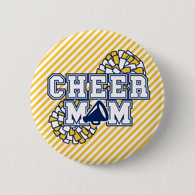 Bóton Redondo 5.08cm Mãe de Cheerleader Navy & Gold  (Frente)