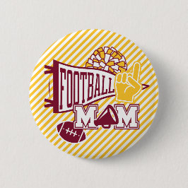 Bóton Redondo 5.08cm Mãe de Futebol Burgundy & Gold