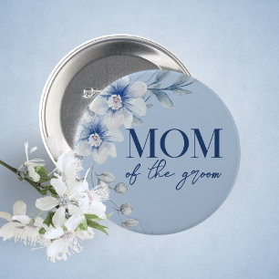 Bóton Redondo 5.08cm Mãe do Botão Chá de panela Floral Azul do Groom
