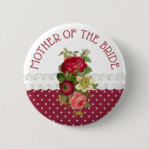 Bóton Redondo 5.08cm Mãe do Botão de Casamento da Noiva Rose Bouquet