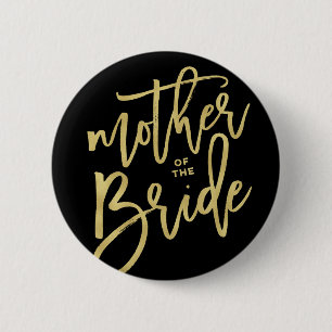 Bóton Redondo 5.08cm Mãe do casamento nupcial Dourado chique do partid