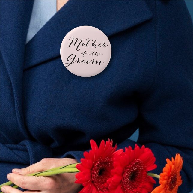 Bóton Redondo 5.08cm Mãe do Partido Bridal do Casamento de Esquadrão do (MOTHER OF THE GROOM Classic Script Calligraphy Wedding Bridal Party Pin Button @ fatfatin_blue_knot)
